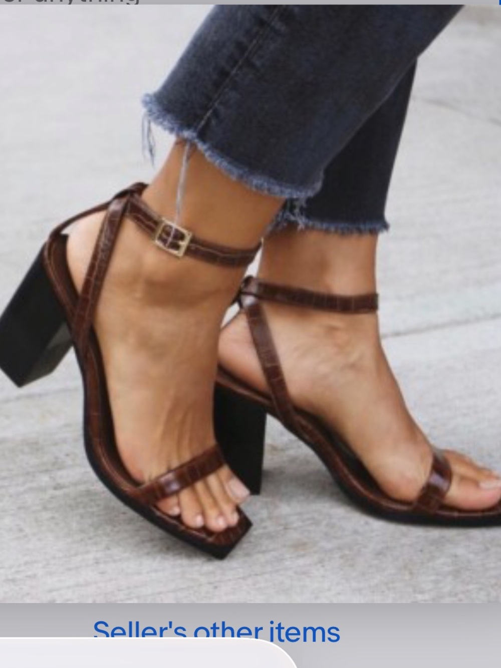 SENSO Brown Croc-Print Leather Strappy Sandals